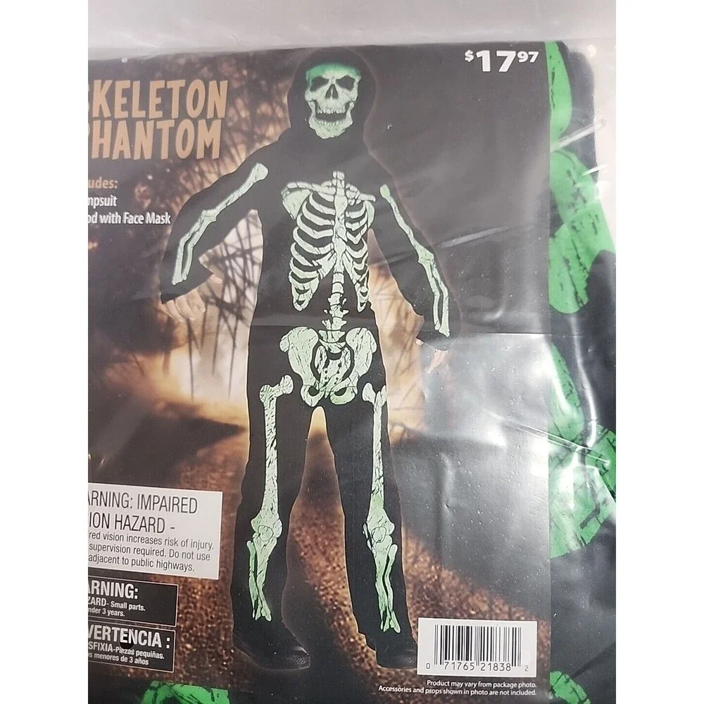 Boys M (8) Skeleton Phantom Halloween Costume Complete NEW!
